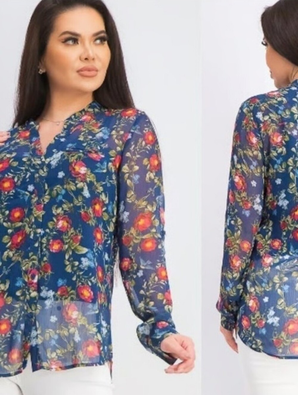 Kut From The Kloth Women's Blue Semi Sheer Floral Fairy Button Shirt Blouse XL - Picture 7 of 7